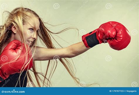 Girl In Red Gloves Playing Sports Boxing Stock Image Image Of