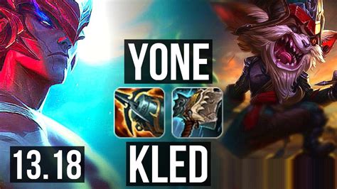 YONE Vs KLED TOP 8 0 4 67 Winrate 6 Solo Kills Legendary KR