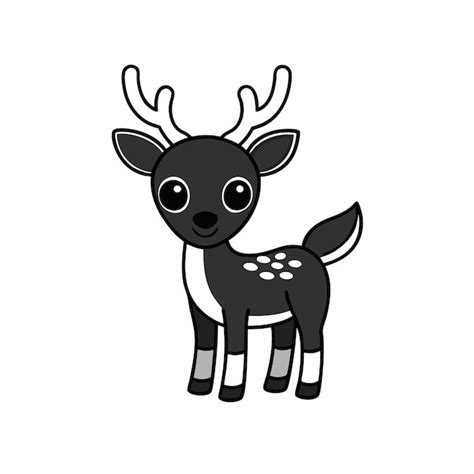 Premium Vector Black And White Deer Standing Vector Illustration