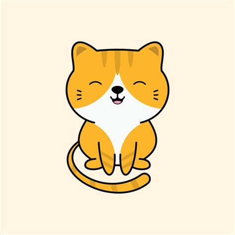 Cute Cat Illustration Kawaii Cartoon Logo Vector Art At Vecteezy