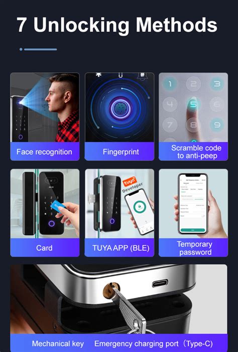 3d Face Recognition Stainless Steel Glass Door Fingerprint Tuya Smart