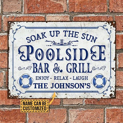 Personalized Pool Bar And Grill Customized Classic Metal Signs - Teehall