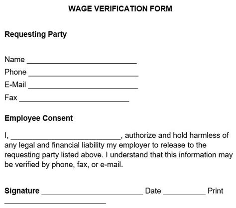 Printable Wage Verification Form Templates Word Pdf Excel Tmp