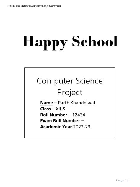 Computer Science Project | PDF | Table (Database) | Databases