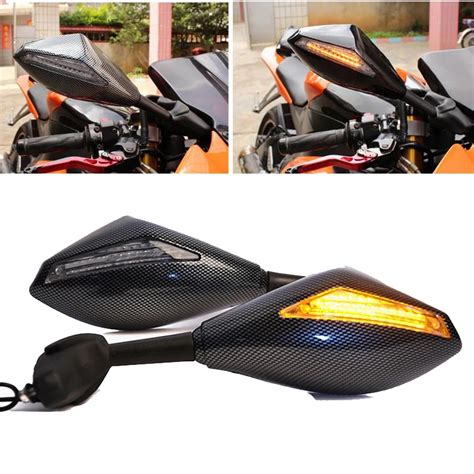 Espejos Led Para Motocicleta Luces Intermitentes L Mpara Lateral