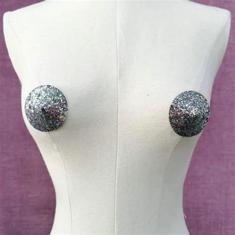 Women Sexy 1 Pair Sequins Nipple Cover Reusable Breast Wear Silicone