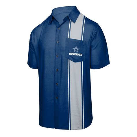 Dallas Cowboys Nfl Mens Bowling Stripe Button Up Shirt