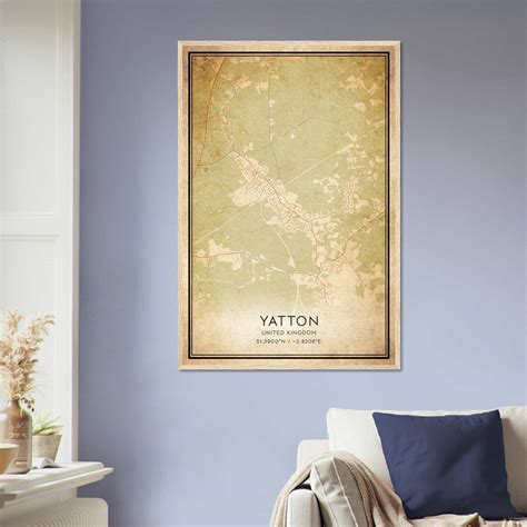 Vintage Yatton United Kingdom Map Poster Yatton City Road Wall Art