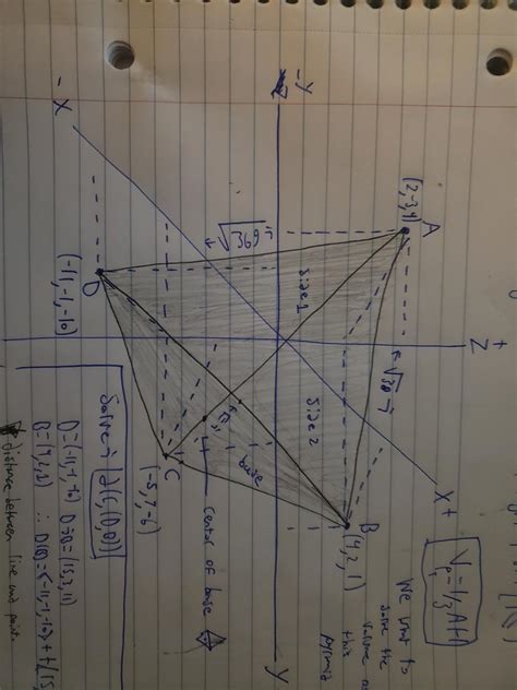 University Linear Algebra Solving Volume For Pyramid Given All 4