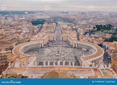 St Peter`s Square in Rome As Seen from Above Aerial View Stock Image ...