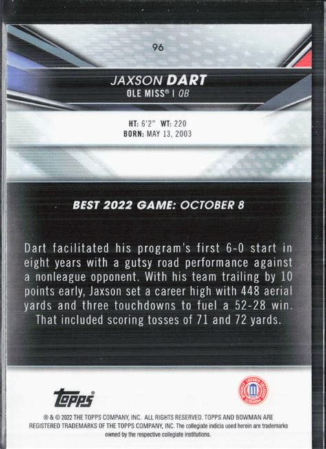 Bowman S Best University Jaxson Dart Ole Miss Rebels Ebay