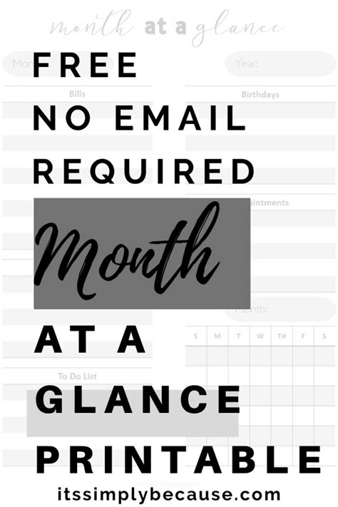 No email required, FREE month at a glance calendars. Print and use as ...