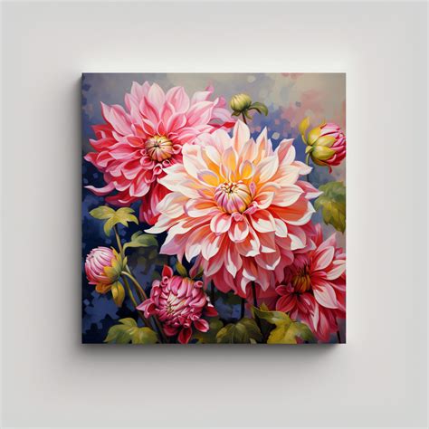 Cuadro Abstracto De Flores Dahlias En Estilo Estilo óleo DecoCuadros