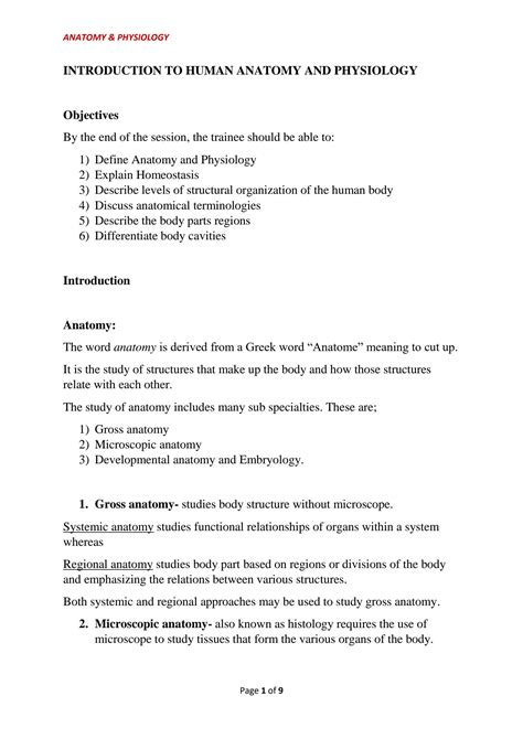 Solution Unit 1 Introduction To Human Anatomy And Physiology Studypool