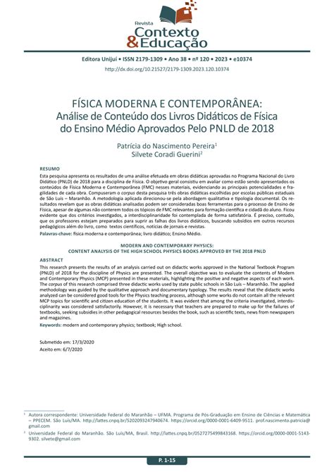 PDF Física moderna e contemporânea análise de conteúdo dos livros