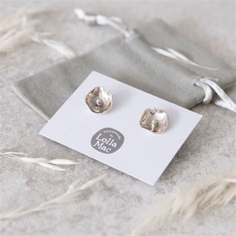 Sterling Silver Flower Studs Handcrafted Flower Design Earrings