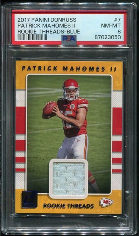 Panini Donruss Patrick Mahomes Rookie Threads Blue Parallel Psa