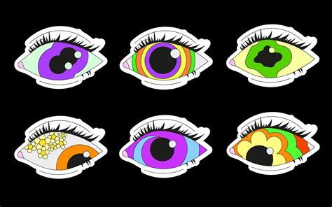 A set of six psychedelic eyes. Psychedelics, surrealism. 9761461 Vector Art at Vecteezy