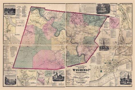 Map Of Wyoming County Pa From Actual Surveys Etsy