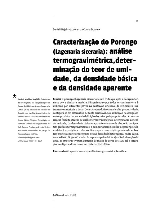 PDF Caracterização do Porongo Lagenaria siceraria análise