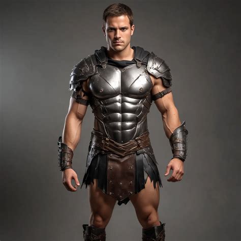 Muscular Spartan Warrior In Steel Body Armor And Cloak MUSE AI