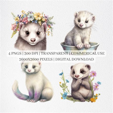 Cute Ferret Clipart Ferret Png Files For Sublimation Ferrets Clip Art