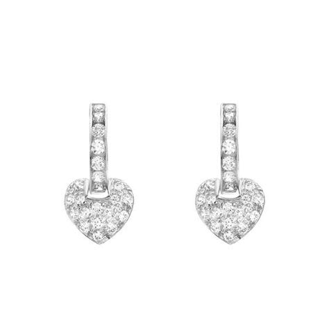 Boucles D Oreilles Coeur Or Blanc Zircones Emanessence Ocarat