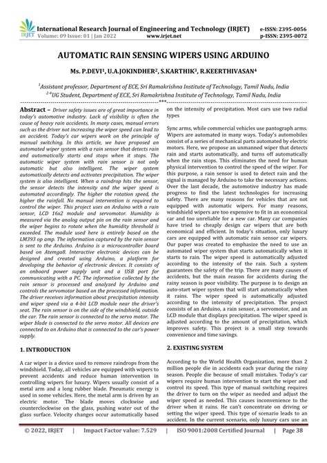 (PDF) AUTOMATIC RAIN SENSING WIPERS USING ARDUINO