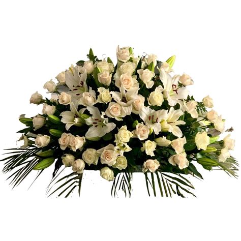 White Lilies and Roses Funeral Casket Flowers Funeral Casket Flowers FF ...