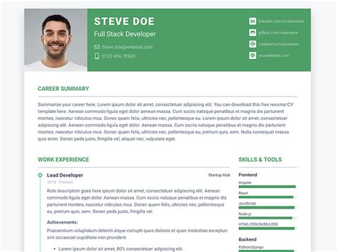 Pillar Free Bootstrap 5 Resume CV Website Template For Developers