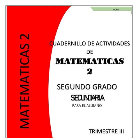 Cuadernillo De Actividades De Matem Ticas Segundo Grado De Secundaria