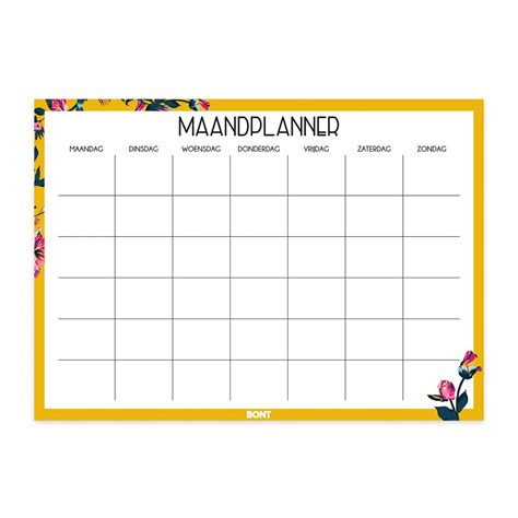 BONT Maandplanner Bloemen Losbladig A4 Planner Familieplanner