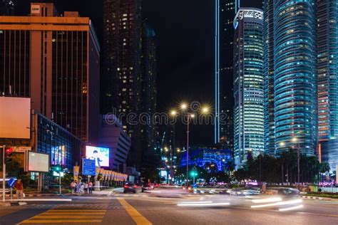 Kuala Lumpur Downtown Night Street View Editorial Stock Photo Image