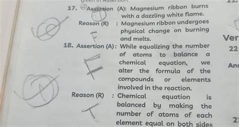 Assertion A Magnesium Ribbon Burns With A Dazzling White Flame