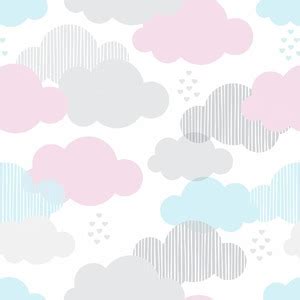 Papel De Parede Adesivo Infantil Nuvens Rosa Cinza E Azul Leroy Merlin