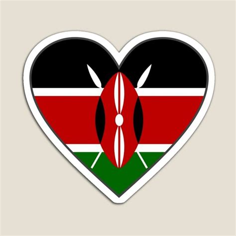 a heart shaped sticker with the flag of kenya and crossed swords on it ...