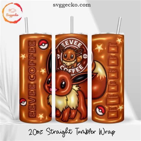 Eevee Coffee D Puff Oz Straight Skinny Tumbler Wrap Pokemon