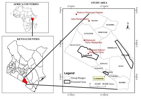 Map Showing Location Of Study Area The Amboseli Ecosystem And The