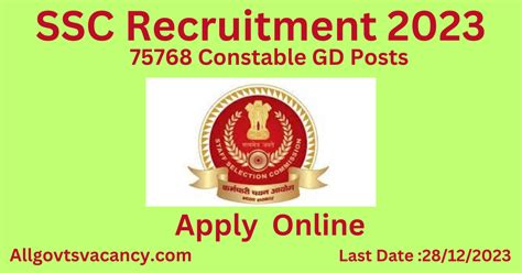 SSC Recruitment 2023 For 75768 Constable GD Posts Apply Online Assam