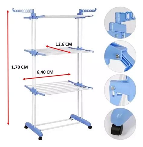 Tendedero Niveles De Pie Colgador Ropa Con Rueda Vertical Portatil