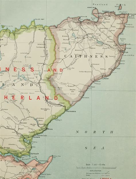 1927 MAP NORTHERN SCOTLAND CAITHNESS & SUTHERLAND ROSS & CROMARTY