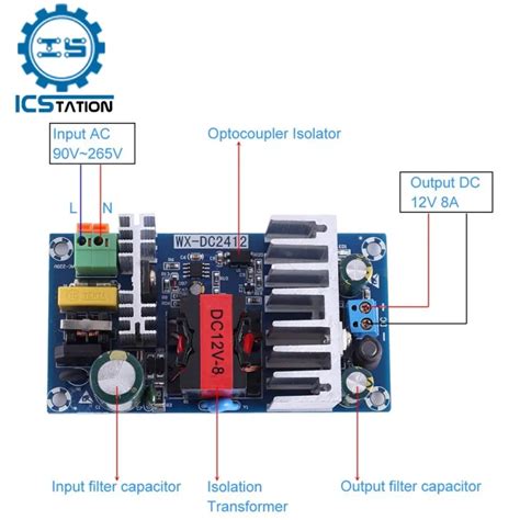 AC DC 12V 8A 100W Buck Converter Step Down Power Module AC 110V 220V To