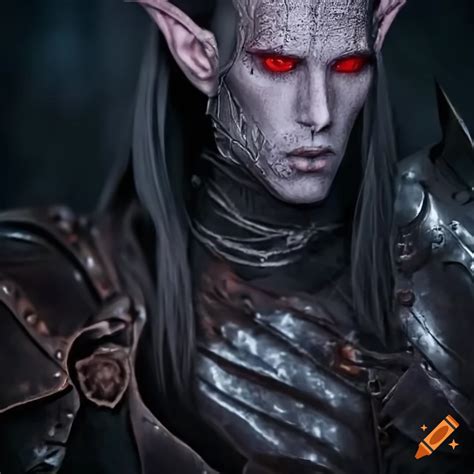 Dark Elf With Red Eyes And Leather Armor On Craiyon