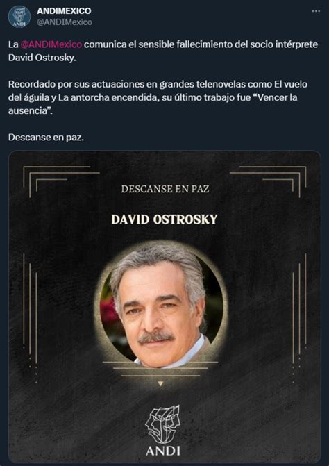 Muere David Ostrosky Actor De Rosa Salvaje Y Mar A La Del Barrio