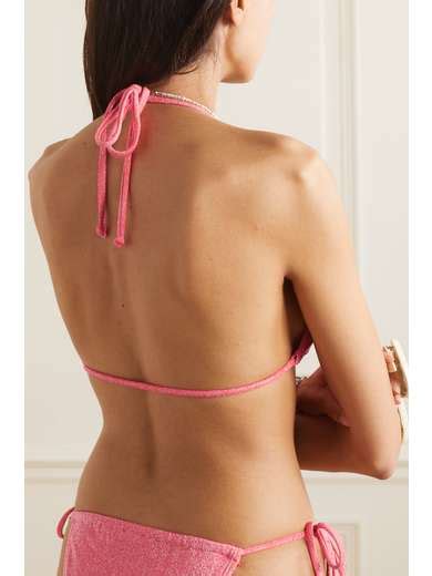 GOOD AMERICAN Sparkle Tiny Ties Metallic Triangle Bikini Top NET A PORTER