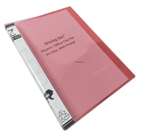 Shining Zon A4 Size Transparent Report File Folder With Plastic Clip