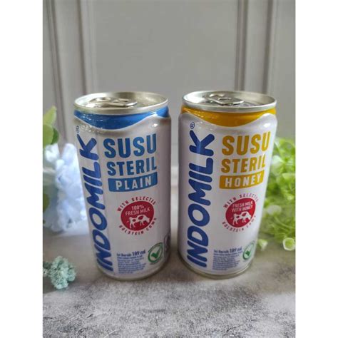 Jual Indomilk Susu Steril Plain Dan Honey Can 189 Ml Shopee Indonesia