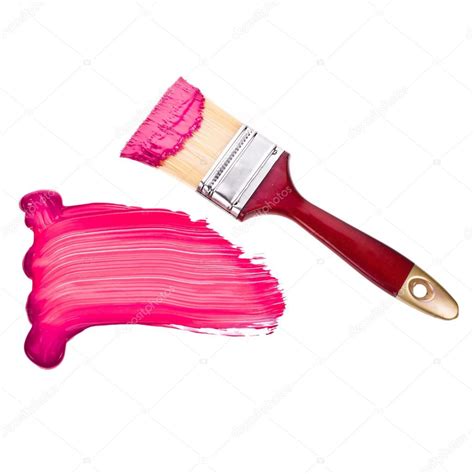 Paint Brush With Wooden Handle And Dab Of Pink Paint Stock Illustration