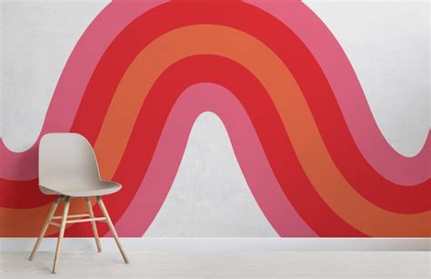 Pink And Orange Retro Wave Wallpaper Mural Hovia Waves Wallpaper