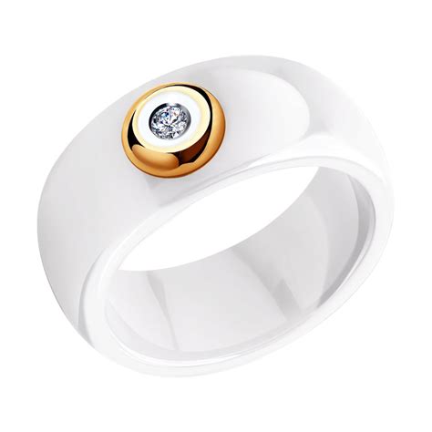 Inel Din Ceramica Cu Aur Roz 14K Si Diamant 6015013 Jewelry Romania